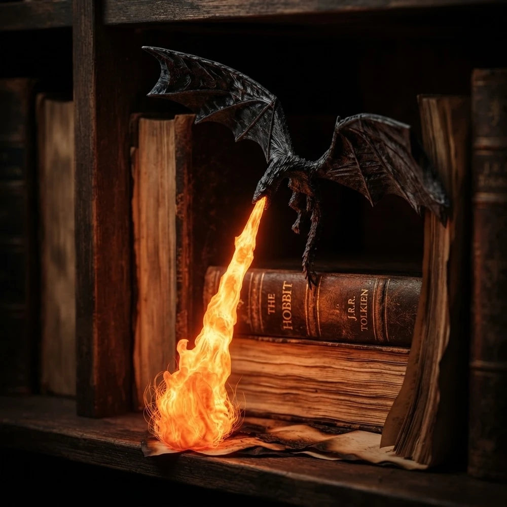 3D Glowing Dragon Flame Statue