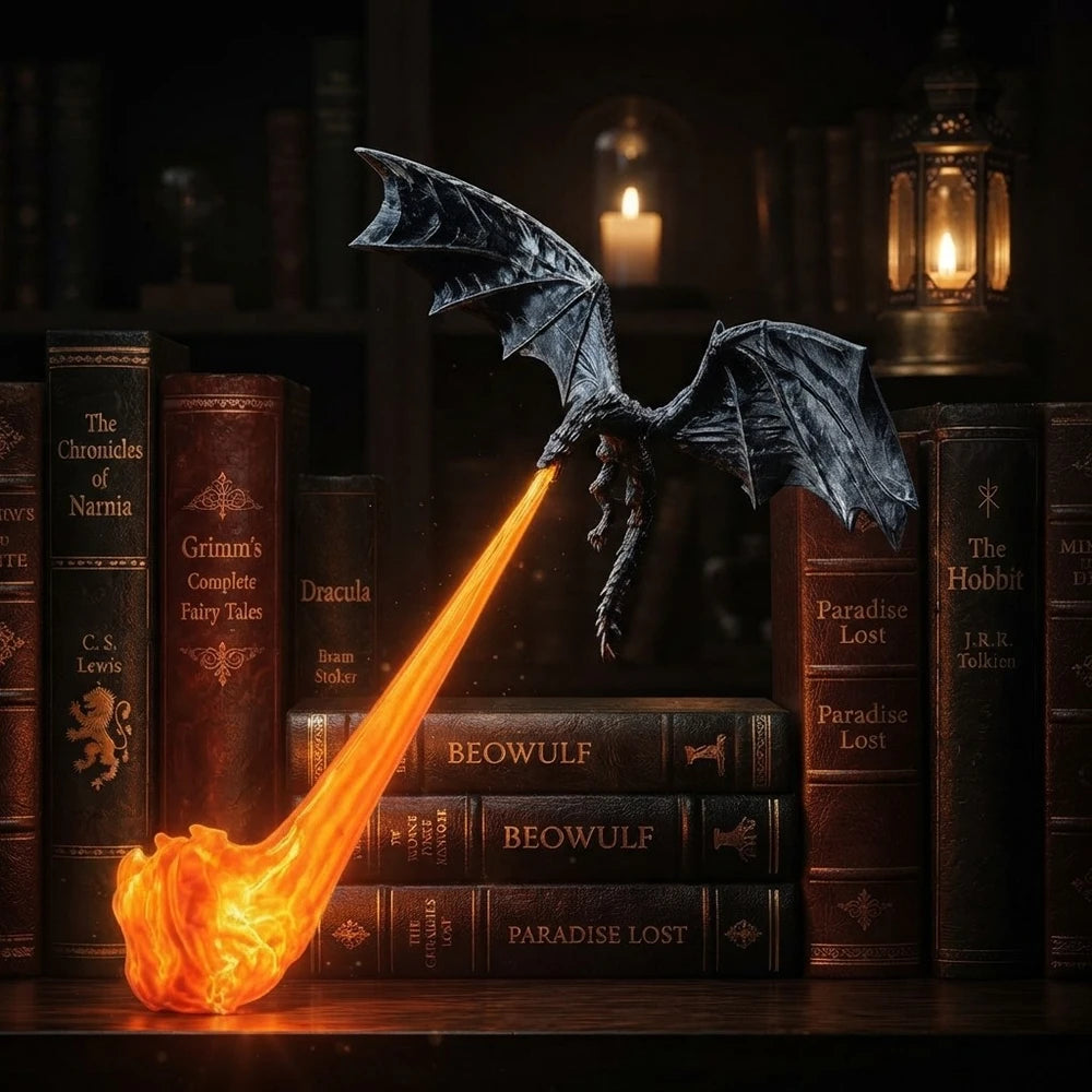 3D Glowing Dragon Flame Statue