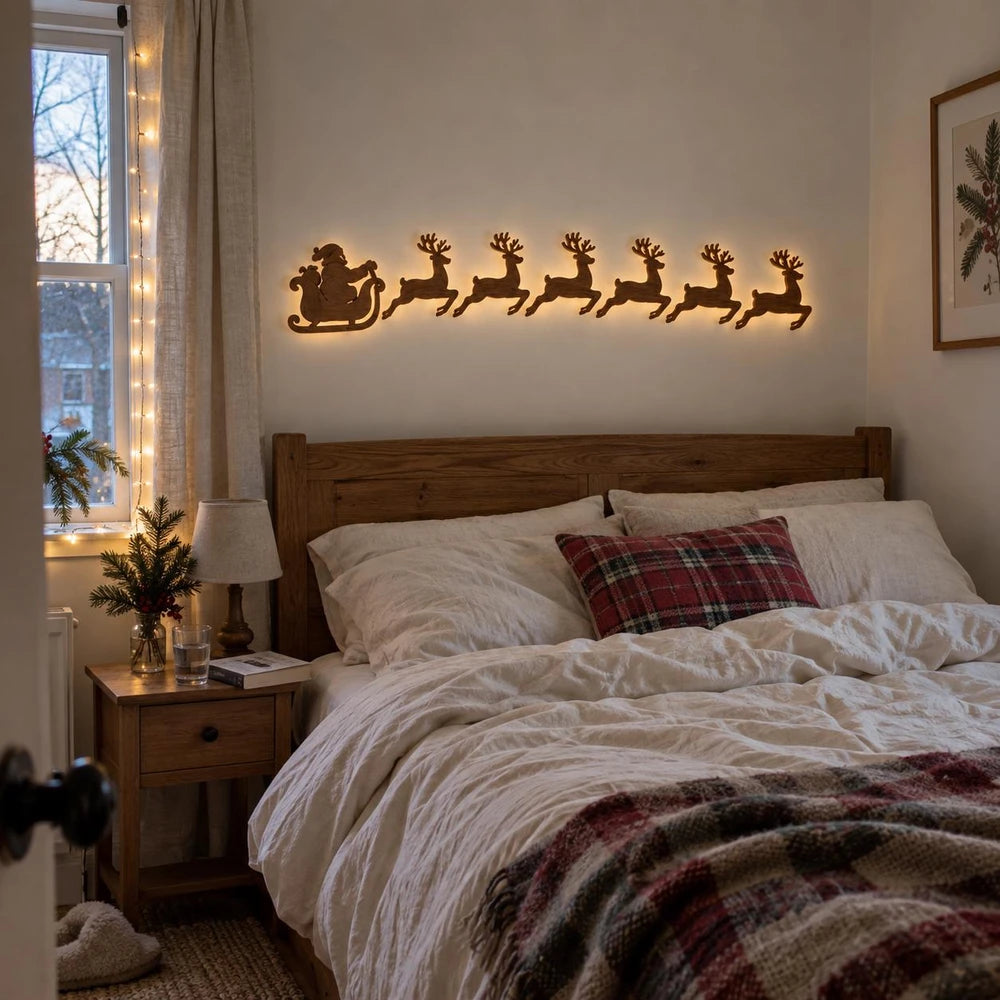 Light-Up Wooden Christmas Wall Decor Set