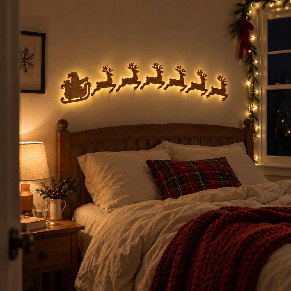 Light-Up Wooden Christmas Wall Decor Set