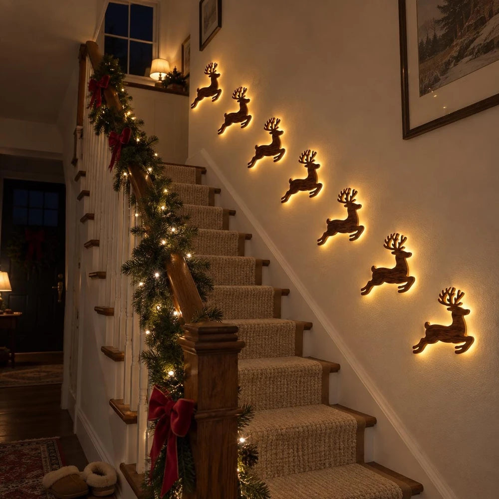 Light-Up Wooden Christmas Wall Decor Set