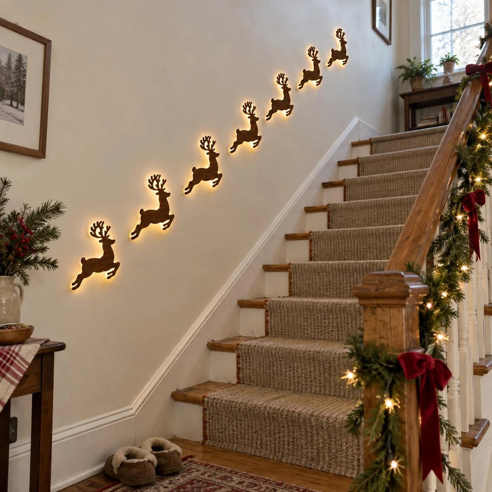 Light-Up Wooden Christmas Wall Decor Set