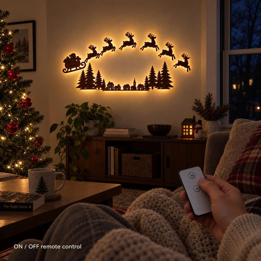 Light-Up Wooden Christmas Wall Decor Set